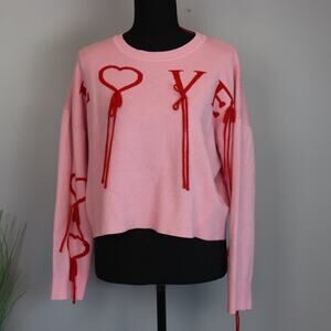 WHY branded crop love sweater with fringe Size L‎